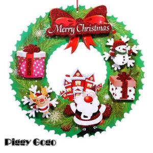 クリスマス飾り リース ペーパー パーティ 玄関 ドア 飾り 屋内 屋外 ガーランド サンタクロース パーティー壁窓の装飾