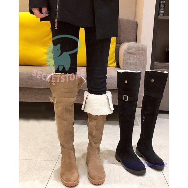 ムートンブーツ 美脚 新作 脚長 ロングブーツ 保温 秋冬新作 スノーブーツ モコモコ カジュアル ...
