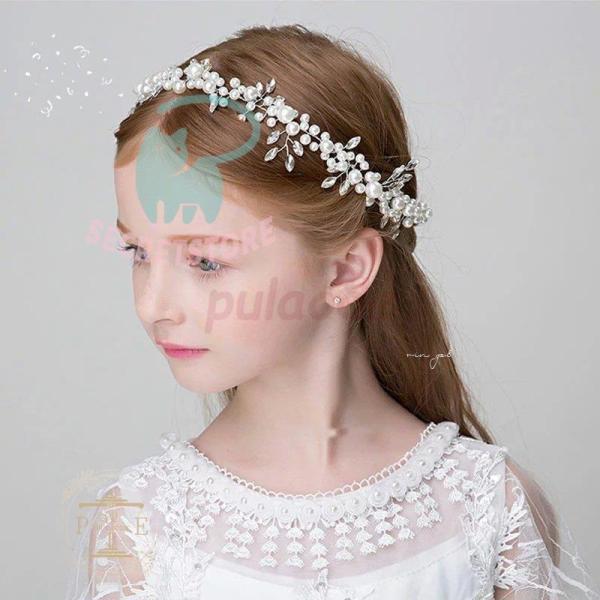 ヘッドドレス キッズ 髪飾り カチューシャ ヘアアクセサリー 子供 発表会 ヘアアクセ 女の子 ティ...