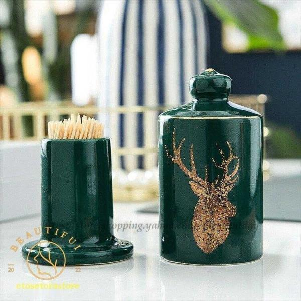 爪楊枝入れ 小物入れ 楊枝 アニマル イラスト 蓋付き トナカイ キッチン用品 キッチン小物 テーブ...