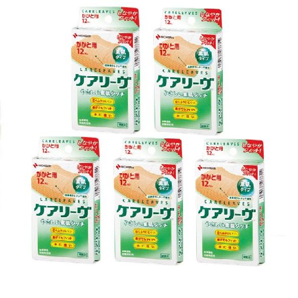 ケアリーヴ 絆創膏 扇形かかと用　12枚入り 5個セット やさしい素肌タッチ ケアリーブ ばんそうこ...