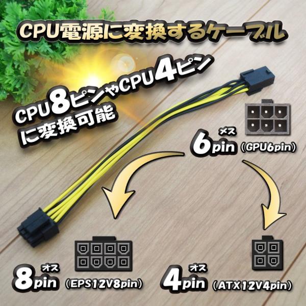 【CPU電源変換ケーブル】 電源変換ケーブル GPU 6ピン から CPU8ピンorCPU4ピンへ変...