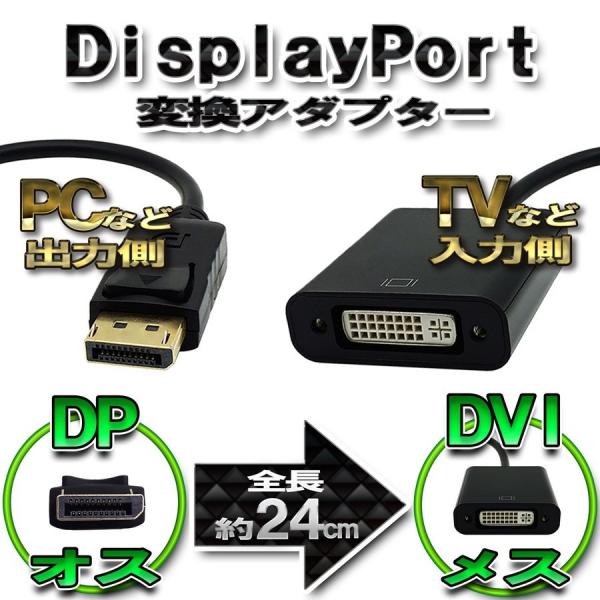 DP to DVI 変換アダプター ディスプレイポート 変換コネクタ