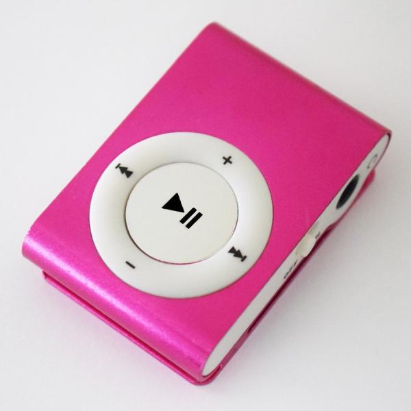 【ピンク】新品 MP3 プレイヤー 音楽 SDカード式 充電ケーブル付き 【ボタンホワイトタイプ】