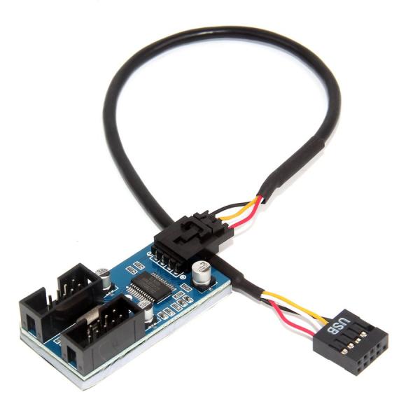 マザーボードのUSB 9ピン 増設 内部用 2ポート USB2.0 HUB 9ピンUSB 【内部US...