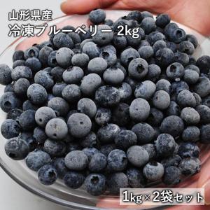 送料無料　国産冷凍ブルーベリー 約1kg×2袋 合計 2kg 山形県産　ブルーベリー　フルーツ　果物　冷凍　食品　2袋セット