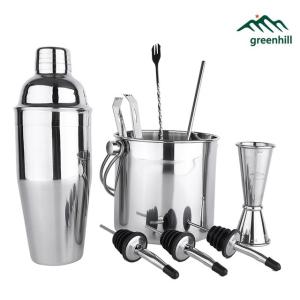 バー用品 バーテンダーキット 9点セット  マドラー、ジガー、スプーン、注ぎ口、アイストング