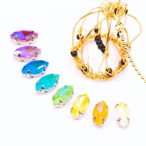 【5x10mm】台座付きガラス マーキス ABカラー (7個入)