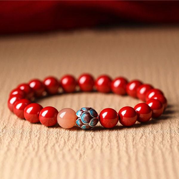 【即納】開運 数珠 辰砂 朱色 ブレスレット メンズ レディース 男女兼用 ブレスレット 腕輪 念珠...