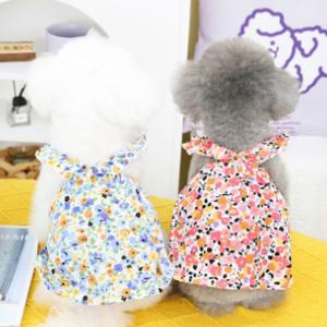 犬用 犬服 ドッグウェア ペットウェア 花柄 フリル ワンピース キャットウェア 5サイズ ドッグ ペット服 かわいい お散歩 お出かけ｜mirisemirai