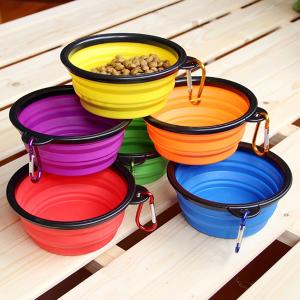 即納 ペット用ボウル シリコン 折りたたみ ボウル カラビナ 水飲み器 給水器 給餌器 ペットフードボウル カラフル お散歩 ポータブル コンパクト 携帯 350ml