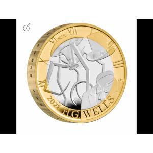 2021年イギリスロイヤルミント　HGウェルズ　シルバーピエフォートプルーフ銀貨　2ポンド限定版675枚24g｜miro-coin