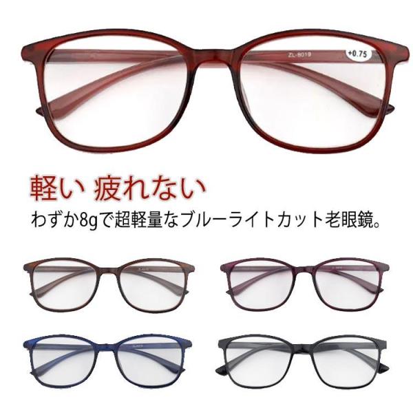 メンズ 疲れない ＋2.50 老眼鏡 PCメガネ ブルーライトカット 収納ケース付き ラウンド 丸 ...