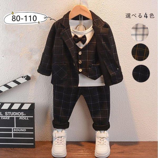 【特価】スーツ 男の子 フォーマルスーツ 3点セット 赤ちゃん ベビー 子供スーツ 入園式 卒園式 ...