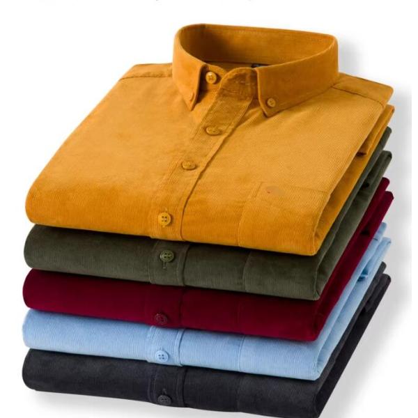 コーデュロイシャツ メンズ シャツ 秋冬 レギュラーカラー カジュアルシャツ 無地 長袖 綿 コット...
