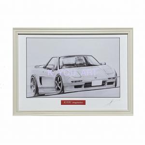 ホンダ HONDA NSX【鉛筆画】名車 旧車 イラスト A4サイズ 額付き サイン入り