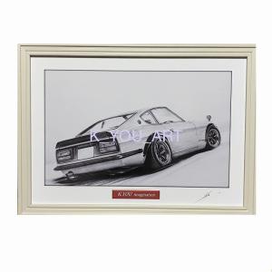 日産 NISSAN フェアレディ 240ZG リア【鉛筆画】名車 旧車 イラスト A4サイズ 額付き サイン入り｜mirror-man-ys