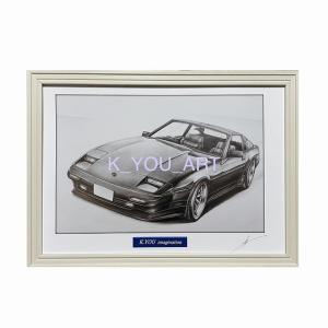 日産 NISSAN 180SX カスタム【鉛筆画】名車 旧車 イラスト A4サイズ 額