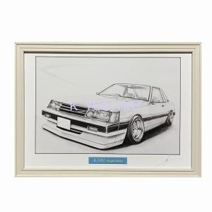 日産 NISSAN 180SX カスタム【鉛筆画】名車 旧車 イラスト A4
