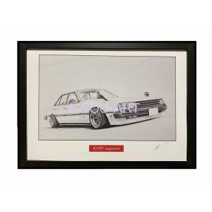 日産 NISSAN 430セドリック【鉛筆画】名車 旧車 イラスト A4サイズ 額