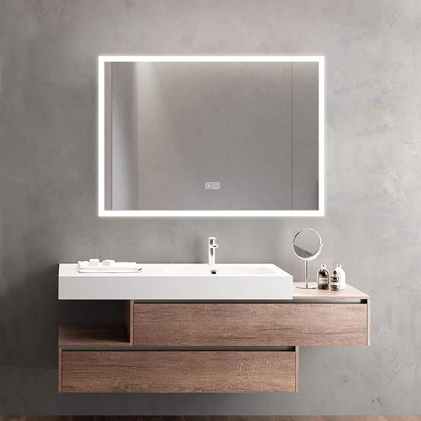 LEDミラー 50x70cm 送料無料 ウォールミラー 飛散防止加工 調光可 曇り止め インテリアラ...