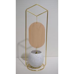 京焼 清水焼　卓上型風鈴　涼の音・花の結晶(白・フレーム金色)　陶磁器製　置き型風鈴