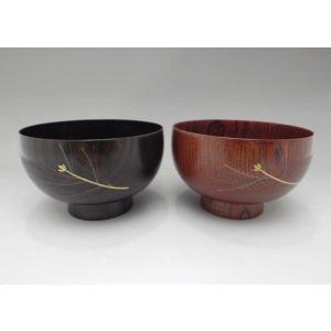 山中漆器五彩松布袋汁椀ペアセット（化粧箱入り）
