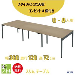 ミーティングテーブル スリム 会議用テーブル おしゃれ 幅360cm 奥行120cm 高さ72cm ライトブラウン 家具のAKIRA｜misae