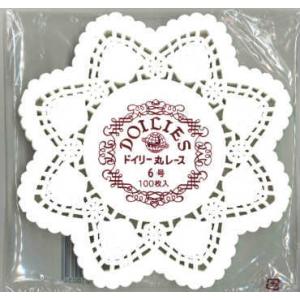 ドイリーレースペーパー 丸型白 6号 100枚　