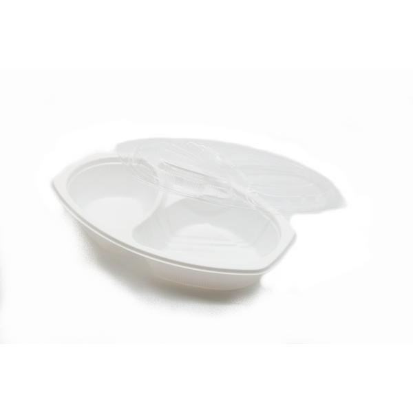 使い捨て 容器 BFカレー内６ ホワイト本体 嵌合蓋 U字穴 セット 50枚