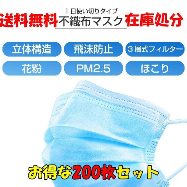 使い捨てマスク 在庫あり 激安価格 200枚 箱 三層構造 立体プリーツ 不織布マスク 使い捨て 男...