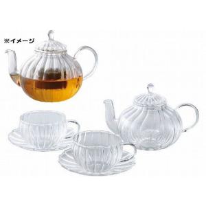 ガラスのティーポットセット 耐熱ガラス ポット カップ ソーサー 薄口