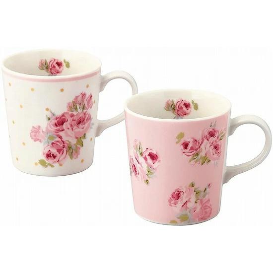 LAURA ASHLEY ローラアシュレイ ポルカドット クチュールローズ ペアマグカップセット