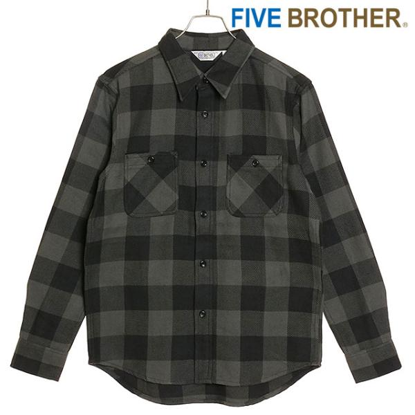 ファイブブラザー FIVE BROTHER メンズ ヘビーフランネル ワークシャツ 152161 H...