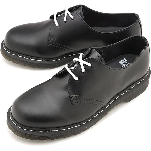 ドクターマーチン Dr.Martens 3ホールシューズ ホワイトステッチ ブラックスムース 146...
