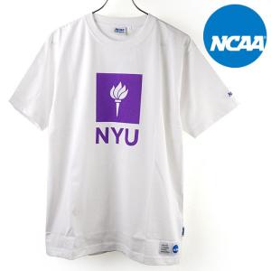 エヌシーエーエー NCAA メンズ Tシャツ NYU KC7002 SS21 トップス コットン カレッジロゴプリント 半袖 ホワイト｜mischief