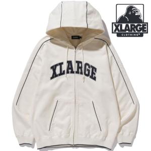 エクストララージ XLARGE メンズ パイピング ジップアップフーデッド スウェットシャツ 101234012008 HO23 PIPING ZIP UP HOODED SWEATSHIRT パーカー｜mischief