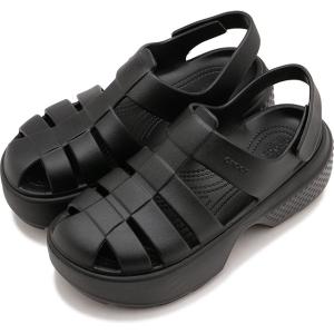 クロックス crocs レディース サンダル ストンプ フィッシャーマン サンダル 209938-001 SS24 Stomp Fisherman Sandal 厚底 グルカサンダル Black｜mischief