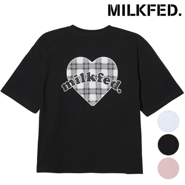 ミルクフェド MILKFED. レディース タータンハート ワイド ショートスリーブTシャツ 103...