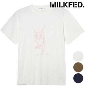 ミルクフェド MILKFED. レディース キャット スラブ ショートスリーブTシャツ 103242011003 SU24 CAT SLAB S S TEE トップス 半袖｜mischief