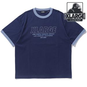 エクストララージ XLARGE メンズ ストアアドレス リンガーショートスリーブTシャツ 101242011003 SU24 エックスラージ トップス 半袖 NAVY｜mischief