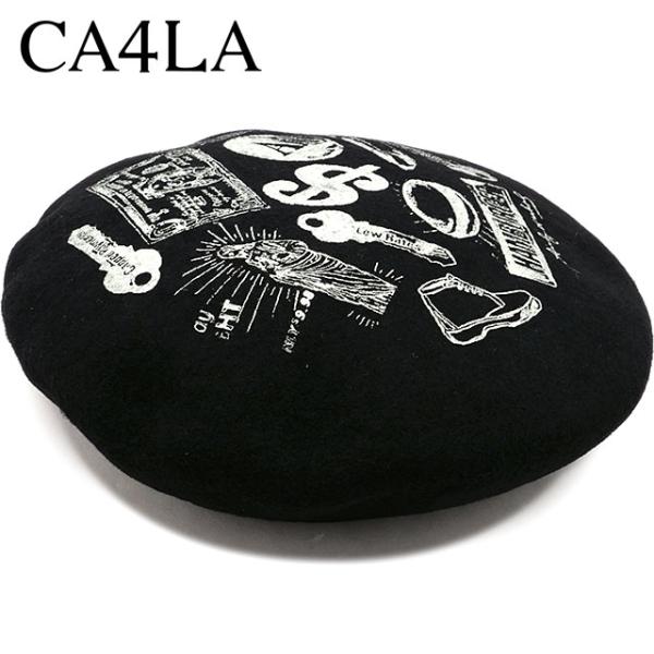 カシラ CA4LA ベレー帽 CAW00596 FW24 BLACK AND WHITE PAINT...