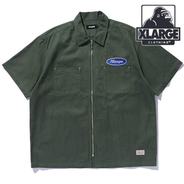 エクストララージ XLARGE ジップアップ ショートスリーブ ワークシャツ 10125201400...