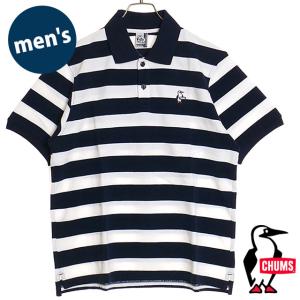 チャムス CHUMS メンズ ブービーボーダーポロシャツ CH02-1192 SS24 Booby Border Polo Shirt トップス 半袖 鹿の子ポロ White Navy｜ミスチーフ