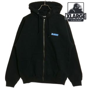 エクストララージ XLARGE メンズ スタンダードロゴ ジップフーデッドスウェットシャツ 101241012001 SS24 STANDARD LOGO ZIP HOODED SWEATSHIRT x-large BLACK｜