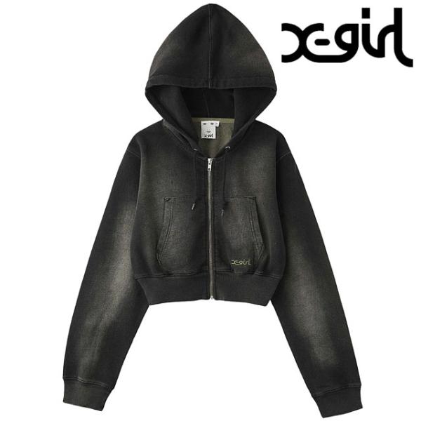 エックスガール X-girl フェイデッド コンパクト ロングスリーブ ジップアップフーディー 10...