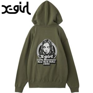 X-girl（エックスガール） レディース ロゴ ステッチド ジップアップ