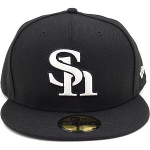 ソフトバンクホークス キャップ 59FIFTY 福岡ソフトバンクホークス ブラック × ホワイト