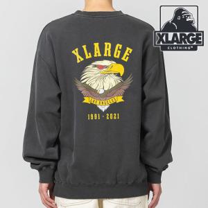 エクストララージ XLARGE イーグルロゴピグメントクルーネックスウェット メンズ 101213012029 SS22 EAGLE LOGO PIGMENT CREWNECK SWEAT トレーナー BLACK