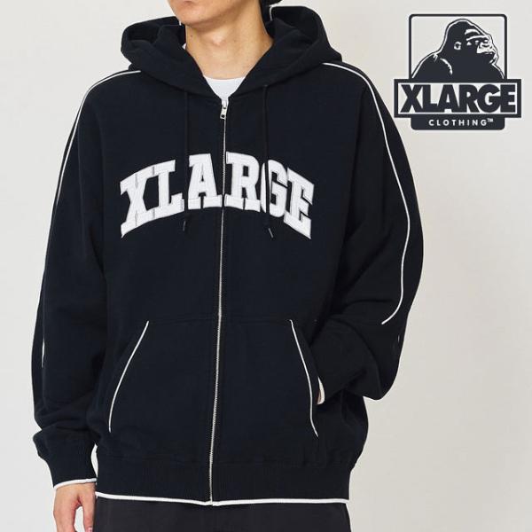 エクストララージ XLARGE メンズ パイピング ジップアップフーデッド スウェットシャツ 101...